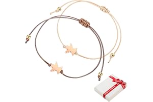 QIUJUNDE 2 pezzi oro rosa Angelo Custode Bracciale Set fortunato, BFF Bracciali Amicizia Chiusura Tessuto Portafortuna Regalo per le ragazze adolescenti Donne Migliore Amico Battesimo Comunione Compleanno