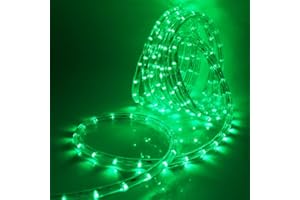 HEGEHE Striscia LED da esterno 15M, Corda LED da 36 LEDs/m, Tubo fluorescente per interni 220V, Tubo arcobaleno LED flessibile impermeabile IP65 con illuminazione a 360° [Verde]