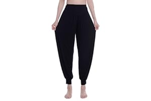 MESHIKAIER Super Doux Sarouel Pantalon Femme en Modal Pantalon Yoga Pantalon Harem Pantalon Bouffant pour Sport Jogging Danse Élastique et Extensible