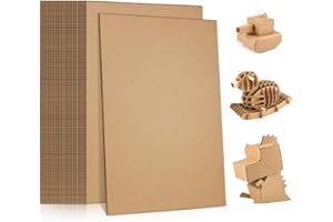 Elyyapt 20 Pack Corrugated Cardboard Sheets A4 Thick Kraft Card Brown Art Craft Paper Sheet Single Wall Inserts Flat Layer Pads for Packing Mailing Shipping DIY Projects, 297x210mm