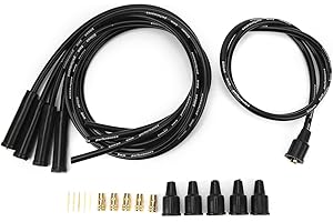 ‎AOUTECEN Zündkerzenkabel-Set, Robust, 8 Mm Durchmesser, Hocheffizientes Zündkerzen-Zündkabel, 1 M Länge mit Stecker für 4-Zylinder-Oldtimer (Schwarz)