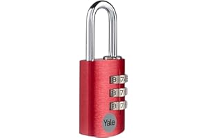 Yale Lucchetto in alluminio a combinazione YE3CB/28/126/1/CO rosso, corpo 28mm, arco in acciaio, combinazione a 3 cifre