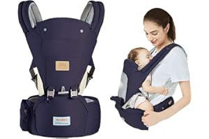 NUKIED Baby Carrier with Hip Seat for Newborn Infant Toddler 3 in 1 Breathable and Soft Child Carrier Backpack Baby Sling Wrap for Baby Toddlers 3-36 Months