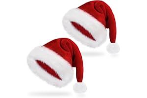 benpen Santa Hat for Adults Kids Christmas Hats, Luxury Father Christmas Hats Plush Xmas Santa Claus Hat, Velvet Comfy Classic Santa Outfit for New Year Festive Party