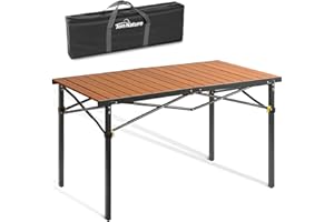 Join Nature Campingtisch Klappbar Bis 100KG mit Tragetasche Alu Klapptisch für 6 Personen - Roll Up Camping Tisch 118 x 70CM Übergröße Rolltisch für Camping, Outdoor, Garten, Balkon, Picknick, Strand