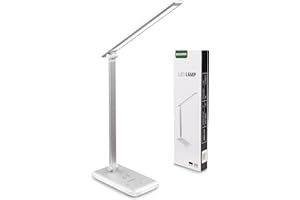 SOLMIRA Lampada da Scrivania con Base di Ricarica Wireless, 42 LED, Alluminio, Argento, Certificato CE e RoHS