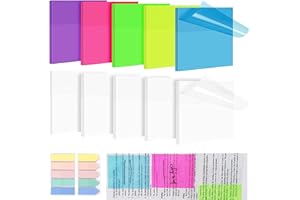 VOMKELA Post it transparent 75 x 75 mm, 500 feuilles et 200 feuilles - transparent sticky notes,post-it - Imperméables -postite pour livre - Pour le bureau, la maison