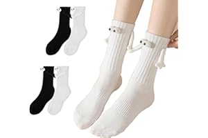 LEEWENYAN Nowość magnetyczne skarpetki trzymające się za ręce, lalka 3D para skarpetki zabawne duże oczy dekoracyjne czarne białe skarpetki sportowe skarpety dla kobiet mężczyzn