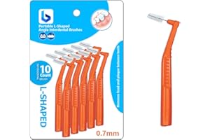 BOULTON UK BOULTON Angle Interdental Brushes – Pack of 10 | L Shape Interdental Brush for Teeth Clean Oral Hygiene Tooth Floss | Dental Picks Interdental Toothpick Stick Toothbrushes Teeth Brushes (0.7mm)