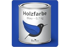 Berico Holzfarbe - Blau - 0,7 Kg - 4in1 Premium Holzlack inkl. Grundierung & Decklack - Für Innen und Außen - Robust & Wetterfest