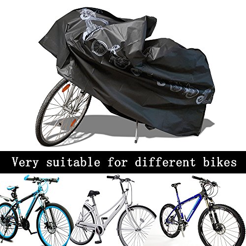 Fahrradschutz NAKEEY Fahrradabdeckung Wasserdicht Schwarz-Wasserdichte Schutzhülle Fahrradschutzhülle für Fahrräder 210x 100 cm passend für die Fahrradgarage Fahrradschutzhülle - 4