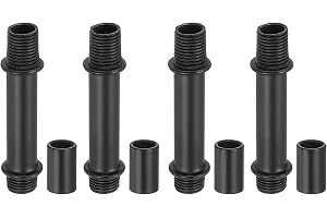 PATIKIL Set för Rörlampa med Rak Stång, 4 Set M10 Kolstål 40mm Längd Dubbeländad Gevindstång med Kopplingsmuttre för Bordslam