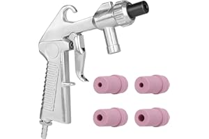 EFUTURETIME Sabbiatrice Pistola per Compressore con 4 Ugelli in Ceramica, un Ugello in Metallo Nero e Un Nipplo di Collegamento all'Aria in Acciaio Inox
