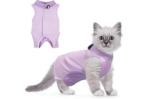 RUGBOL Traje de recuperación para Gatos, Traje de recuperación de cirugía para Gatos, Traje para bebé Que Crece después de la cirugía, Traje de recuperación para heridas Abdominales (S, Morado)