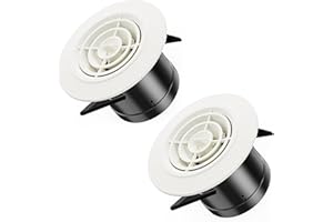 Hon&Guan Rotonda Griglia di Ventilazione da 75 mm, Uscita flusso d'aria regolabile, Griglia di Scarico ABS, Griglia di ventilazione per bagno, ufficio, cucina, soggiorno, bianco, 2 Pezzi