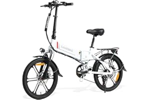 SAMEBIKE 20 Calowy Składany Rower Elektryczny, Wymienny Akumulator 48V/10.4Ah, 7-biegowy Rower Górski, Podstawowy Składany Mini miejski Rower Elektryczny Dla Nastolatków Dorosłych