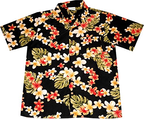 Camisa Hawaiana Hombre „Summer Flowers (black)“, 100% poliéster, 