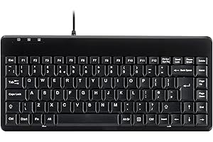 perixx PERIBOARD-409U Wired USB Mini Keyboard, Black, UK Layout