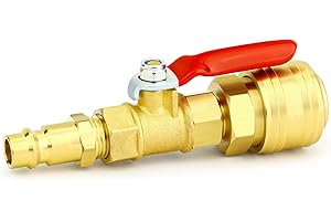 ERGAOBOY 1 szt. Zestaw adapterów do armatury wężowej z mosiądzu, 1/4" BSP żeński i męski zawór odcinający do sprężarki powietrza, szybkie zamknięcie wtykowe do systemów zraszających dla namiotu