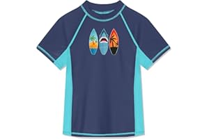 BesserBay Jungen Rashguard Shirt Kurzarm Schwimmshirt Top UV-Shutz UPF 50+ 110-160