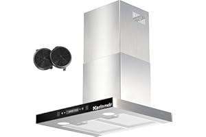 Karienvir 60CM Cooker Hood Wall Mount Chimney Hood, 700 m³/h Kitchen Extractor Hood, Touch and Gesture Control, Ducting & Recirculating Cooker Hood with 4 Speed, LED Lights