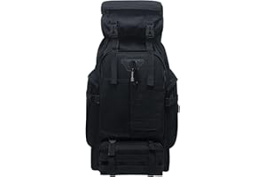 Vaupan Mochila de Senderismo para Acampar de 80L, Mochila Táctica Militar Grande, Mochila de Viaje Impermeable Con Mosquetón Mochila Molle al Aire Libre para Hombres y Mujeres (Negro)
