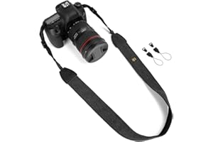 WANBY Weave Camera Canvas Neck Shoulder Camera Strap with Quick Release Buckles Vintage Print Soft Camera Straps for Women Men All DSLR SLR Cameras (Black)