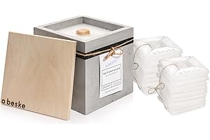 ‎BESKE Betonfeuer® - DAS ORIGINAL | Modell 'Fuego' | 17x17x17cm mit Dauerdocht | Premium Kerzenfresser Made in Germany | Deutsche Handarbeit | (Inkl. Nachfüllwachs, Löschbrett aus Holz)