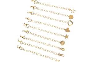 VURYAPI 9 Pezzi Estensore per collana in oro, durevole, estensore per collana, braccialetto, cavigliera, gioielli da donna (5cm)