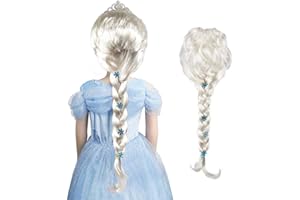 LUFEIS Parrucca Elsa Bambina, Parrucca da Principessa Per Bambini, 60 cm Parrucche Lunghe Intrecciate da Principessa, Principessa Parrucca Treccia per Halloween Carnevale Giochi di Ruolo Fiabe