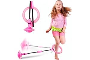 SINWIND Bola de Salto de Tobillo, Skip It, Anillo de Salto Intermitente, Anillo de Salto de Tobillo Plegable, LED Saltar Bola para Niños, Equipo de Juguete de Fitness para Niños, Pelota de Baile (Rosa)