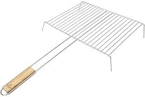 Alfresco Chef Tuscan Wire BBQ Grill Grate | 64cm Wooden Handled BBQ Grate For Use With Pizza Oven | Stainless Steel BBQ Grill Rack | Oven Grill Rack | Perfect for Cooking & Grilling Meat, Fish & Veg