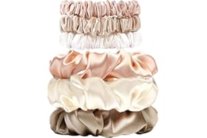 LilaLemon 6Pcs Silk Hair Scrunchies for Women, Lengthening Satin Scrunchies Hair Ties, Soft and Silky Hair Accessories for Girls, Hair Band Ponytail Holders Won't Snapped Elastic