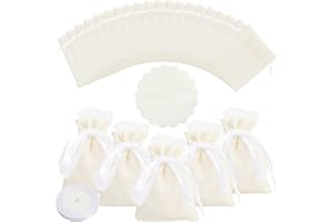 NAEBRO Bolsas de Yute Bolsitas de Tela, 30 Piezas Bolsas Yute para Joyas Bolsas de Yute con Cordón, Bolsitas de Yute Pequeñas con Organza y Cintas Decorativas para Regalo Boda Fiesta Especias(8 x 10cm)