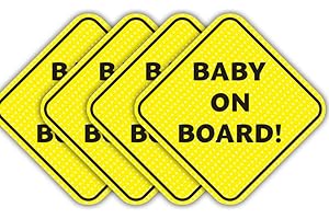 C&J GOODS Baby On Board Sign for Car | Better then Suction | Micro-Perforated Vinyl Car Stickers | Durable & Strong Adhesive | Weatherproof | Easy To Apply & Remove | 5" x 5" (Text Only)
