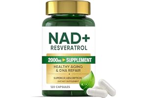 VOKY NAD+ Supplement, Resveratrol Softgels, UnterstüTzt Die Zellenergie Und -Reparatur, VitalitäT, Gesundes Altern, Hohe Absorption, 120 Softgels