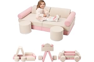 ‎NUKIED NUKied Spielsofa für Kinder,10 PCS Modulares Kindersofa Couch,Baubare DIY-Festungen zum Spielen,Kreativität,Schlafen,Abnehmbar Spielsofa für Kinder für Spielzimmer,Schlafzimmer Möbel,Kindergeschenke