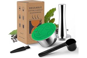Capsule de café réutilisable en acier inoxydable compatible avec les machines à café DolceGusto, HAILASRE dosette permanente en métal rechargeable pour faire du café crème, 1 capsule + 1 tamper