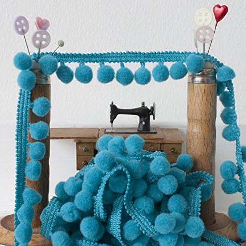 Turquoise Medium Pom Pom Trim - Pom Pom Fringe Tassels Fringe Trim Sewing Trim Haberdashery