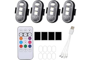 Hopeyhfm Lumières Stroboscopiques pour Drone, 8 Couleurs Lumiere Stroboscopique LED Voiture sans Fil avec Télécommande, Lumières d'Anti-collision, pour Dirt Bikes Vélos électriques RC Cars (4)