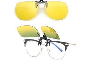YEROZHUI Clip Lunettes Conduite De Nuit Polarisées - Réduisez L'Éblouissement Et Le Stress Visuel - Lunette De Vision Nocturne A Clip,Verres Jaunes HD - Accessoire Essentiel Pour Conducteurs