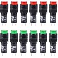 Voyants LED RUNCCI-YUN 12V DC - Lot De 12 - Rouge Et Vert - Montage Panneau 10mm
