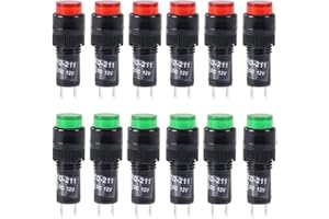 RUNCCI-YUN 12 pcs LED indicador luz piloto ，LED indicador de senal ，LED Piloto Dash Indicador de luz ，12v LED Luz Rojo Indicador ，Luces indicadoras montaje en panel （10 mm） NXD-211