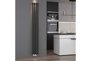 ELEGANT - Radiatore a pannello verticale di design, 1800 x 236 mm, colore antracite, monostrato, connettore centrale, scaldasalviette