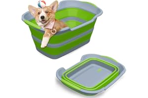 DDLUCK Vasca da bagno pieghevole multifunzionale per animali domestici con foro di drenaggio, portatile, per interni ed esterni, vasca da bagno pieghevole per piccoli animali domestici, vasca da bagno per