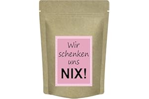 ‎QUERTEE "Wir schenken uns NIX!" - Das kleine Tee Geschenk mit einem bißchen NICHTS – Früchtetee Erdbeer-Orangen Geschmack | Tee Geschenkidee für besondere Momente "Nichts schenken" - 70 g