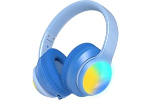 Kid Odyssey Bluetooth kopfhörer Kinder mit LED-Leuchten, Kinderkopfhörer Bluetooth kabellos Over-Ear mit 85dB/94dB Lautstärkebegrenzung, 50H Spielzeit, Bluetooth 5.3, eingebautes Mikrofon