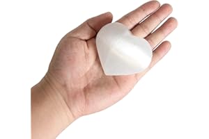 ORIENTREA 1 unidad Piedra de selenita en forma de corazón, aprox. 100 g, 100% natural, tallada a mano, piedra lisa para curación, limpieza energética, chakras, meditación, regalo para seres queridos