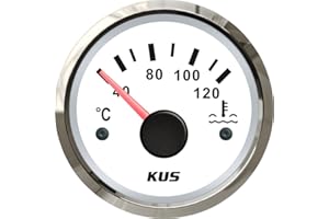 ‎KUS USA KUS Wasserdichte Wassertemperaturanzeige, Temperaturanzeige, Meter 40 – 120 ℃ mit Hintergrundbeleuchtung 12 V/24 V, 52 mm