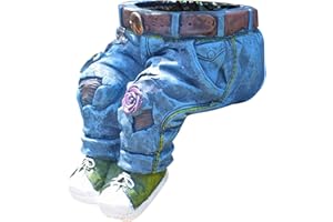 zebroau Macetero de resina con diseño de pantalones vaqueros, para exteriores, interiores, decoración de jardín